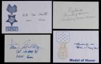 14 Signed Index Cards from Korean War Medal of Honor Recipients Including Hudner, Millett, and Davis