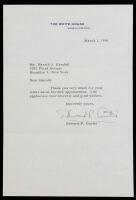 Typed Letter Signed by WWI Ace Capt. Edward P. Curtis on 1956 White House Stationery