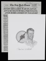 Signed Photo by Paul Tibbets and Signed Article by Charles Sweeney, Pilots of the Hiroshima Mission