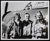 Signed 10x8 Photo by 56th Fighter Group Aces Johnson, Zemke, and Mahurin of &acirc;&euro;&oelig;Zemke&acirc;&euro;&trade;s Wolfpack&acirc;&euro;