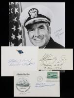 18 Signed Index Cards, Covers & Photos from Historic U.S. Navy Admirals Including Burke, Zumwalt, Gravely, and Crowe