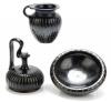 Collection of Three (3) Choice Examples of Etruscan Bucchero Ware Pottery