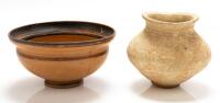 Pair of Iron Age Terra Cotta Pieces: Pot from the 1st Millennium B.C. and in Choice Condition, One Bowl from Late Period 700-475