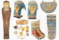 Important Egyptian Wooden Coffin of the Lady Ta-Khnum-iw; Ptolemaic Period w/ Complete Cartonnage Pieces. ca. 300 BC to 1st Cent