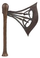 Ceremonial Songye Axe with Iron Blade and Stylized Masks, Belgian Congo, c.1900