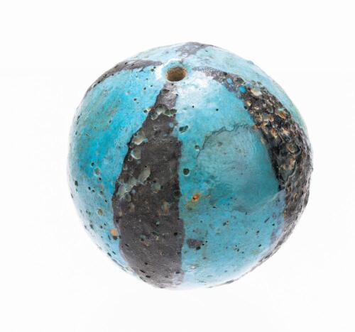 Unusual Egyptian Black and Blue Glazed Gaming Ball/Bead, New Kingdom