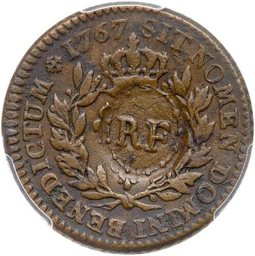 1767 French Colonies Sou, counterstamped RF