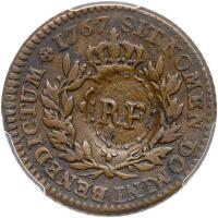 1767 French Colonies Sou, counterstamped RF