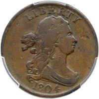 1804 Bust 1/2C. Plain 4, Stemless PCGS VF25 BN