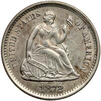 1872-S Liberty Seated H10C. Mintmark Below Nearly Mint State