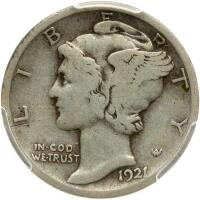 1921 Mercury 10C PCGS VG8