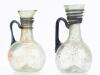 Matched Pair of Roman Translucent Green and Cobalt Blue Glass Juglets ca. 3rd-4th Century A.D.