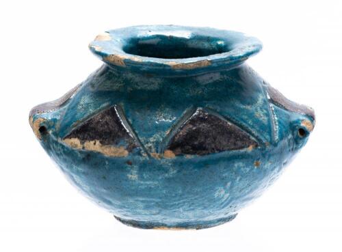 Egyptian Black and Blue Glaze Faience Cosmetic Pot, New Kingdom