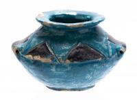 Egyptian Black and Blue Glaze Faience Cosmetic Pot, New Kingdom