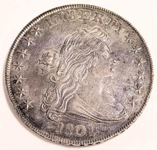 1801 Draped Bust Dollar B.4 R.5 AU58