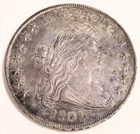 1801 Draped Bust Dollar B.4 R.5 AU58