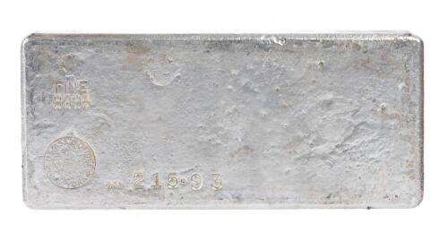 U.S. Assay Office New York, 1965. 215.93 Ozs Silver Bar 999<3/4> Fine