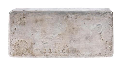 U.S. Assay Office New York, 1965. 218.01 Ozs Silver Bar 999<3/4> Fine