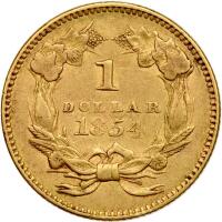 1854 $1 Gold Liberty VF35