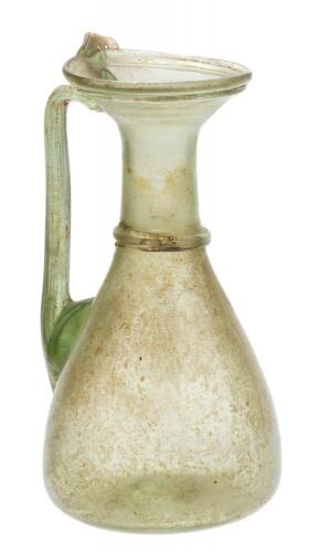 Roman Glass, Translucent Green Glass Juglet ca. 4th Century A.D.