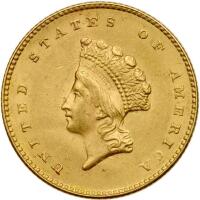 1855 $1 Gold Indian MS60