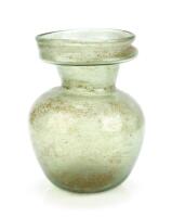 Roman Glass; Translucent Greenish Glass Jar ca. 3rd-4th Century A.D.