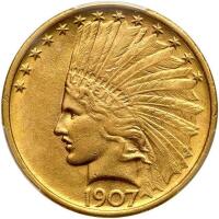 1907 $10 Indian. No Periods PCGS AU55