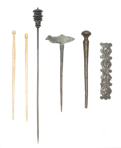 Collection of Six (6) Ancient Roman Hairpins and a Bronze Brooch, 2nd-4th A.D.