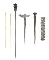 Collection of Six (6) Ancient Roman Hairpins and a Bronze Brooch, 2nd-4th A.D.