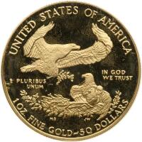 1986. $50.00 1 ozt Proof American Gold Eagle Gem Proof