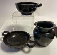 Greek Pottery: Collection of Three (3) Very Fine Examples of Campanian Calene Black Ware, 3rd Century B.C.