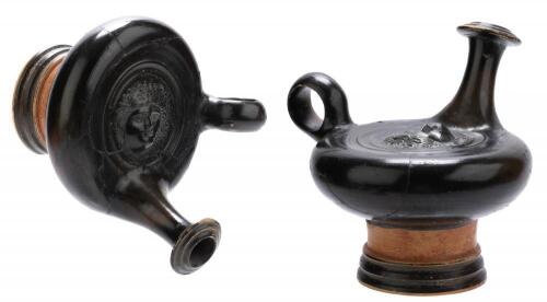 Greek Terracotta Campanian Guttus 4th Century B.C. in Black Glaze