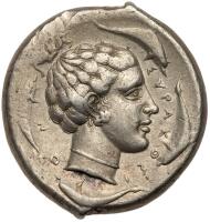Sicily, Syracuse. Second Democracy 466-405 BC. Silver Tetradrachm (17.1g) VF