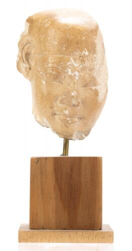 Fine Ancient Egyptian Head in Limestone with Original Polished Finish, 1st Period, New Kingdom