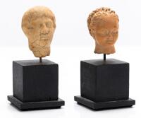Roman Campanian Terracotta Heads, One Male, One Female in Fine Detail ca. 1st Century A.D., Augustinian Period
