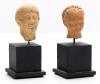 Roman Campanian Terracotta Heads, One Male, One Female in Fine Detail ca. 1st Century A.D., Augustinian Period