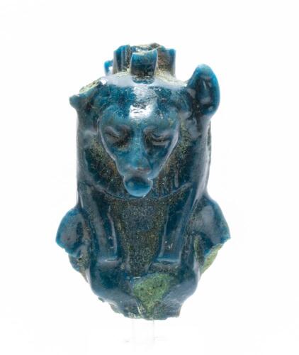 Ancient Egyptian Faience Amulet of Sekhmet in Deep Blue Glaze