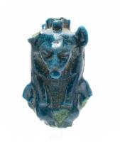 Ancient Egyptian Faience Amulet of Sekhmet in Deep Blue Glaze