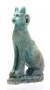 Egyptian Turquoise Faience Amulet of the Cat Goddess Bast Seated ca. 26th Dynasty