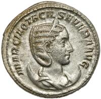 Otacilia Severa, wife of Philip I. Silver Antoninianus (4.97g) Nearly Mint State
