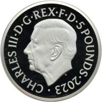 Great Britain. 2023 2 ozt. Silver 5 Pounds. Charles III.