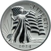 Samoa. 2024 5 ozt Silver $15 Light of Liberty. Ultra High Relief. First Day of Issue