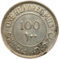 Palestine. 100 Mils, 1933 PCGS About Unc