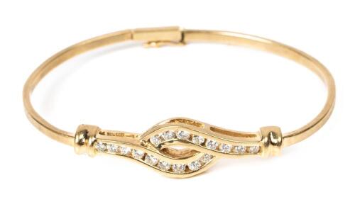 Ladies 14K Yellow Gold and 17 White Diamond Bracelet, Petite