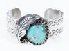 Navajo Sterling Silver Cuff Bracelet with Turquoise - 2