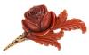 Ladies 19th Century Chinese Brooch Exquisitely Carved From Amber with 10K Yellow Gold Scalloped Stem - 3