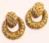 Beautifully Made 14K Yellow Gold Clip-Back Earrings in Mint Condition. Swivel Wreath Suspended by Pine Cone