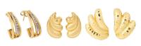 Three Pair of 14K Yellow Gold Post and French Post Earrings in Superior Pre-Owned Condition