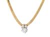 Ladies 14K Yellow Gold Necklace Centered with a Dazzling .80 Carat Old European Cut Diamond Accented with Two Marquis Cut Diamon