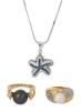Under The Sea Treasures: South Sea Pearl Rings in 14K White and Yellow Gold plus a Charming 18K White Gold Starfish Pendant and
